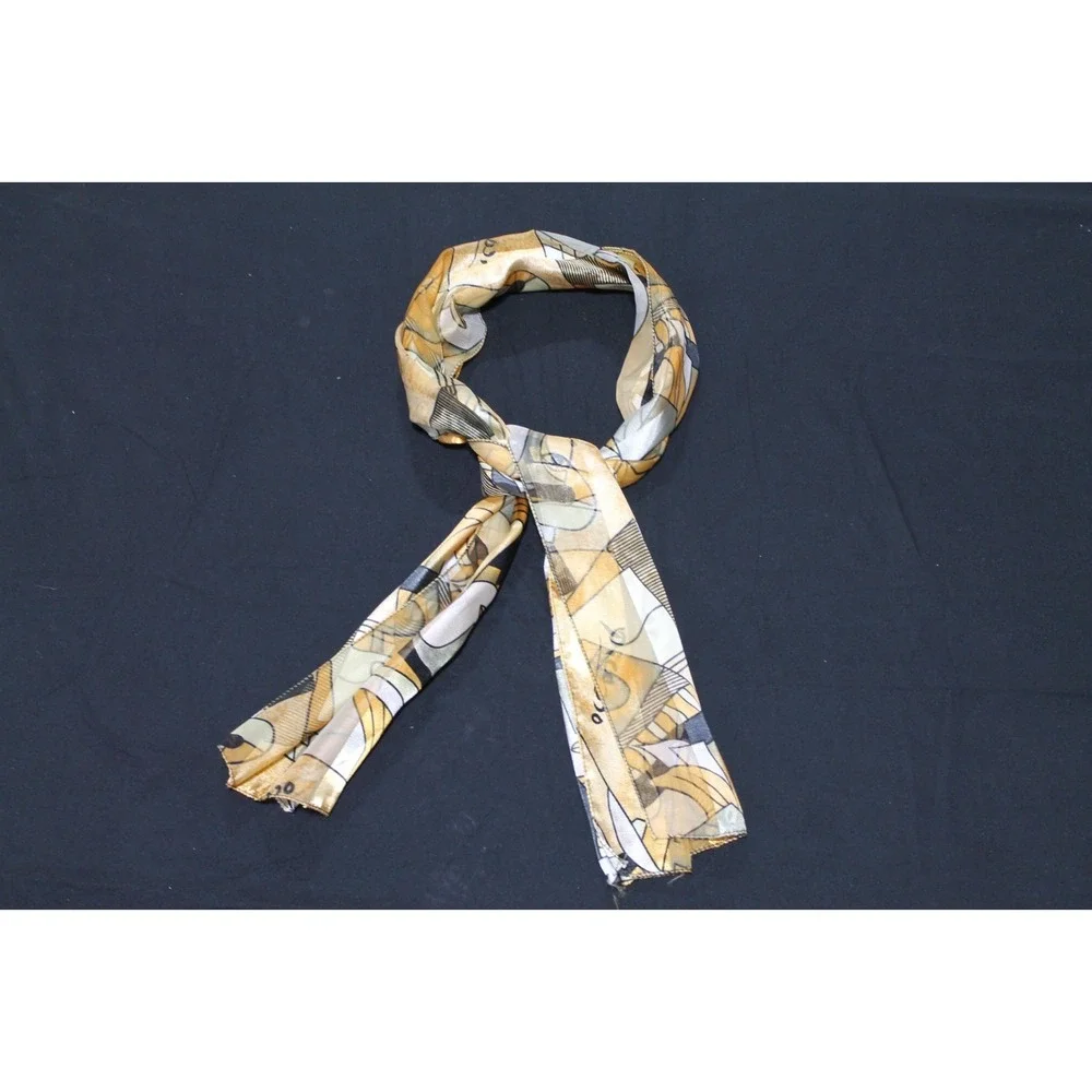 Picasso Silk Scarf 13x58 Abstract Cubist Art Print Hand Rolled Hem Long Scarf